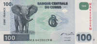 Банкнота 100 франков 04.01.2000 года. Конго. р92А