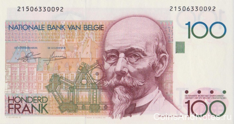 100 франков 1982-1994 годов. Бельгия. р142а(5)