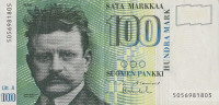 Банкнота 100 марок 1986 года. Финляндия. р119(8)