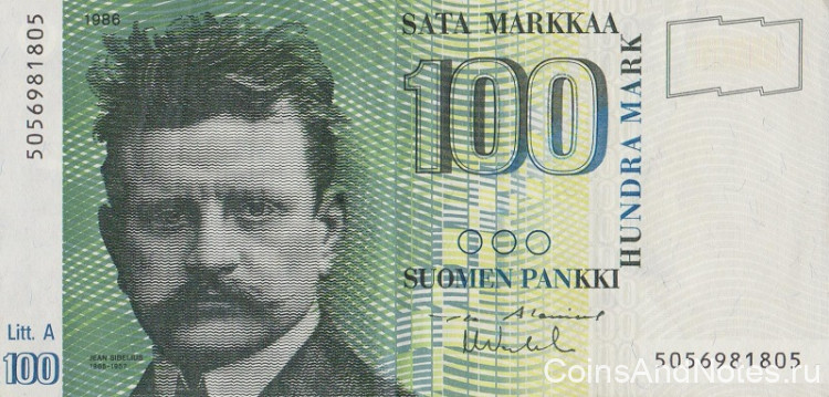 100 марок 1986 года. Финляндия. р119(8)