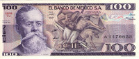 100 песо 25.05.1982 года. Мексика. р74c