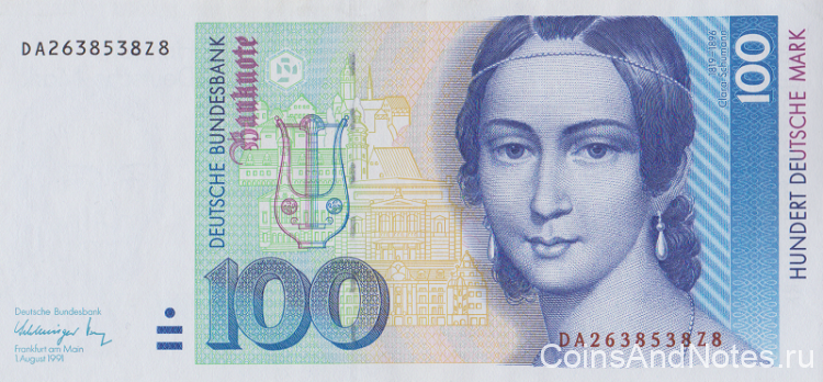 100 марок 1991 года. ФРГ. р41b