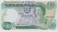 Банкнота 10 фунтов 1976-1988 годов. Джерси. р13а