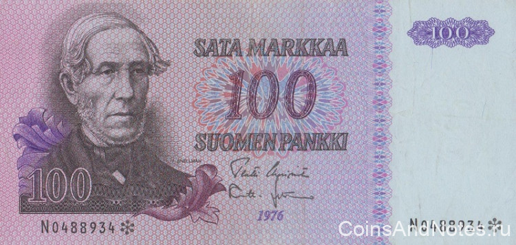 100 марок 1976 года. Финляндия. р109а(41)