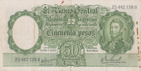 50 песо 1954-1968 годов. Аргентина. р271(13)