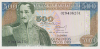 500 песо 1977 года. Колумбия. р420а