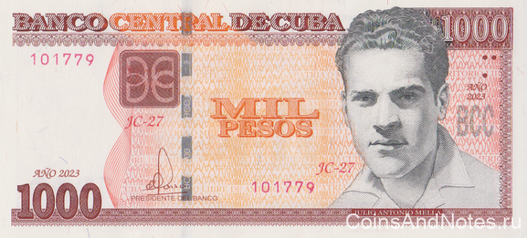 1000 песо 2023 года. Куба. р132(23)