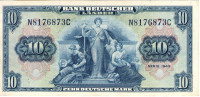 10 марок 22.08.1949 года. ФРГ. р16а(XF)