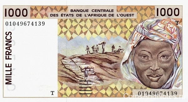 1000 франков 2001 года. Того. р811Тк