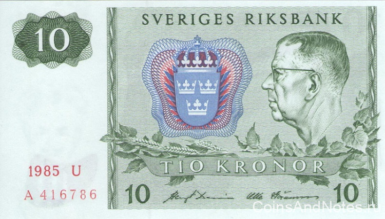 10 крон 1985 года. Швеция. р52d