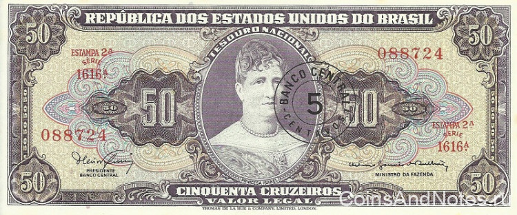 5 центаво 1967 года. Бразилия. р184b
