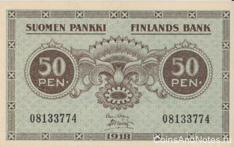 50 пенни 1918 года. Финляндия. р34(3)