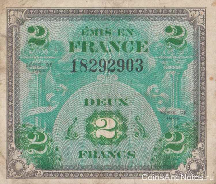 2 франка 1944 года. Франция. р114а