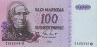 Банкнота 100 марок 1976 года. Финляндия. р109а(20)