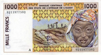 1000 франков 1992 года. Кот-д'Ивуар. р111Аb