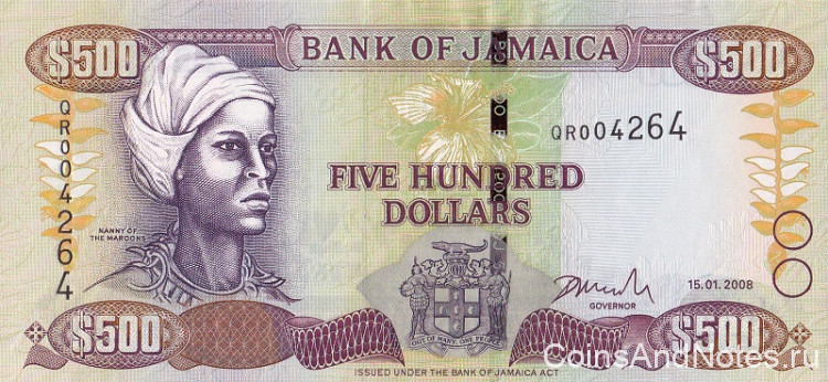 500 долларов 2008 года. Ямайка. р851