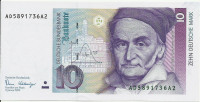 Банкнота 10 марок 02.01.1989 года. ФРГ. р38а