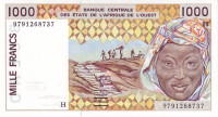1000 франков 1997 года. Нигер. р611Hg