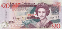 Банкнота 20 долларов 2008 года. Карибские острова. р49