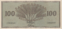 Банкнота 100 марок 1955 года. Финляндия. р91а(15)