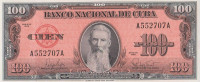 Банкнота 100 песо 1959 года. Куба. р93