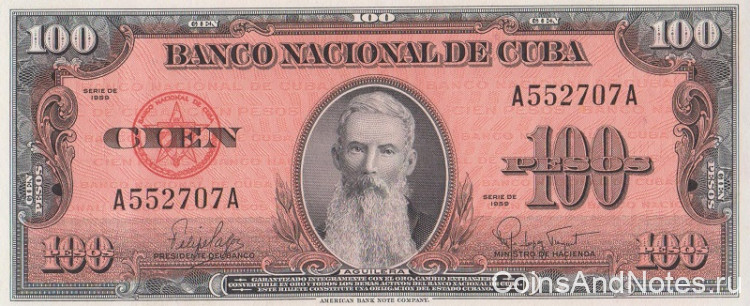 100 песо 1959 года. Куба. р93