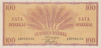 Банкнота 100 марок 1957 года. Финляндия. р97а(14)