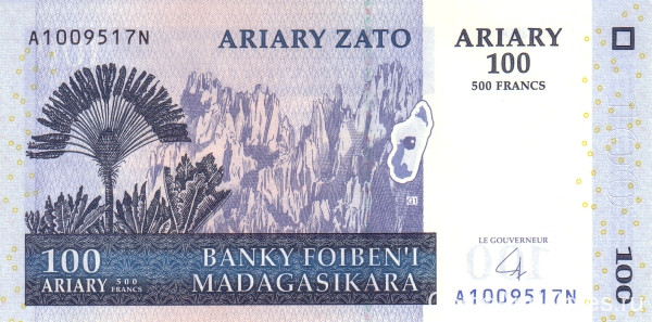 100 ариари-500 франков 2004 года. Мадагаскар. р86b