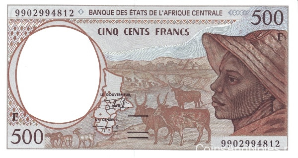 500 франков 1999 года. ЦАР. р301Ff