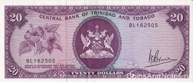 20 долларов 1977 года. Тринидад. р33