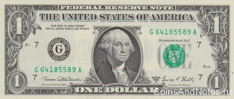 1 доллар 1969 года. США. р449е