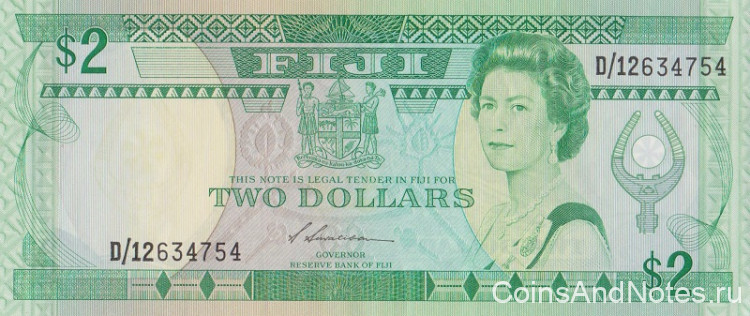 2 доллара 1988 года. Фиджи. р87