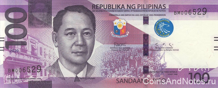 100 песо 2020 года. Филиппины. рW225