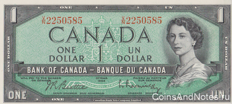 1 доллар 1954 года. Канада. р74b