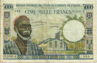 5000 франков 1961-1965 годов. Кот-д`Ивуар. р104Аj