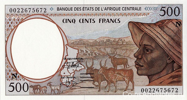 500 франков 2000 года. Экваториальная Гвинея. р501Ng