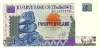Банкнота 20 долларов 1997 года. Зимбабве. р7