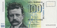 Банкнота 100 марок 1986 года. Финляндия. р119(27)