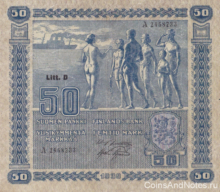 50 марок 1939 года. Финляндия. р72а(17)