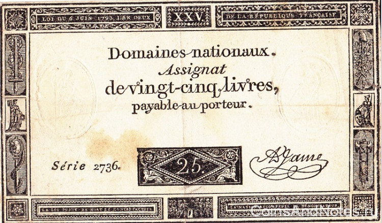25 ливров 06.06.1793 года. Франция. рА71