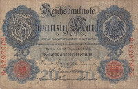 Банкнота 20 марок 10.09.1909 года. Германия. р37