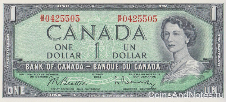 1 доллар 1954 года. Канада. р75b
