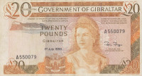 20 фунтов 1986 года. Гибралтар. р23с
