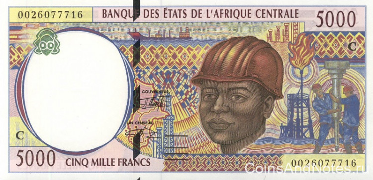 5000 франков 2000 года. Конго. р104Сf
