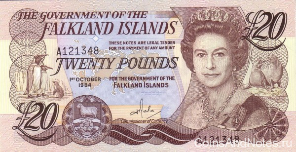 20 фунтов 1984 года. Фолклендские острова. р15