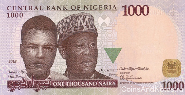 1000 наира 2018 года. Нигерия. р36