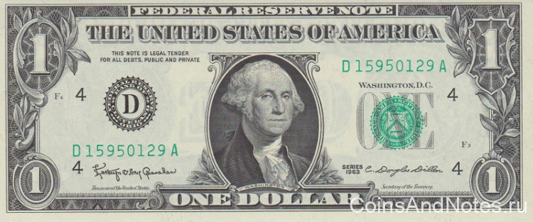 1 доллар 1963 года. США. р443а(D)