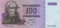 100 марок 1976 года. Финляндия. р109а(87)