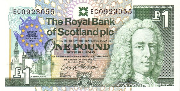 1 фунт 08.12.1992 года. Шотландия. р356