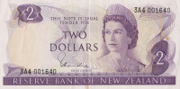 Банкнота 2 доллара 1967-1981 годов выпуска. Новая Зеландия. р164d